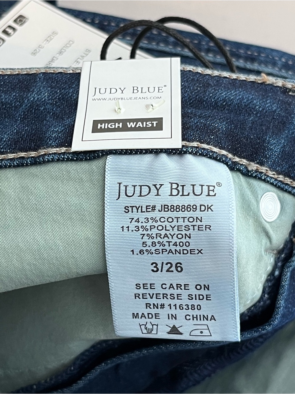 NWT Judy Blue The Alyssa Tummy Control Classic Straight Sz 3/26 Dark Blue Jeans - Picture 8 of 14